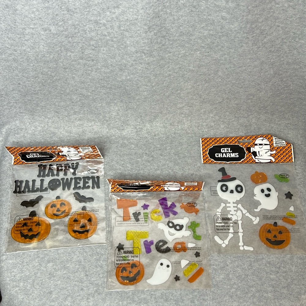 Halloween Window Gel Clings (3 packs) Skeleton, Happy Halloween, Trick Treat